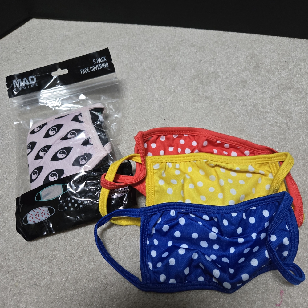Polka Dot Face Covering Set - Red, Yellow, Blue